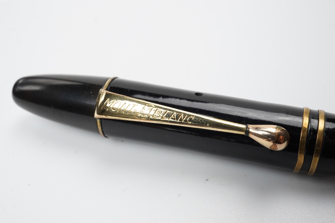 A rare Montblanc high top fountain pen in brown and black marble barrel with black cap
